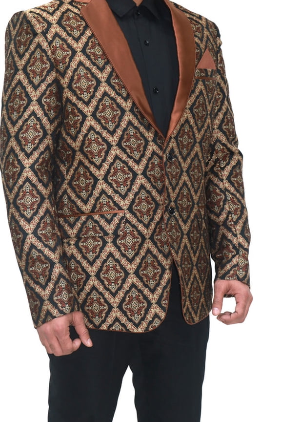 Customizable Art Silk Jacquard Tuxedo Jacket with Tuxedo Lapels and Personalized Embroidery - Perfect for Formal, Party, and Special Occasions