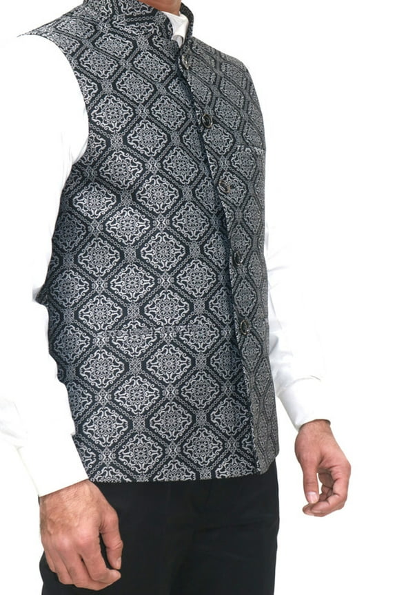 Luxe Jacquard Nehru Jacket for Men - Designer Formal Party Wear, Stylish Indian Wedding Vest Coat, XS to XXXL - Premium Men's Traditional & Designer Vest Coat/Jacket