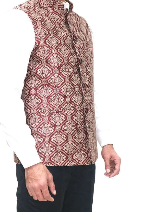 Luxe Jacquard Nehru Jacket for Men - Designer Formal Party Wear, Stylish Indian Wedding Vest Coat, XS to XXXL - Premium Men's Traditional & Designer Vest Coat/Jacket