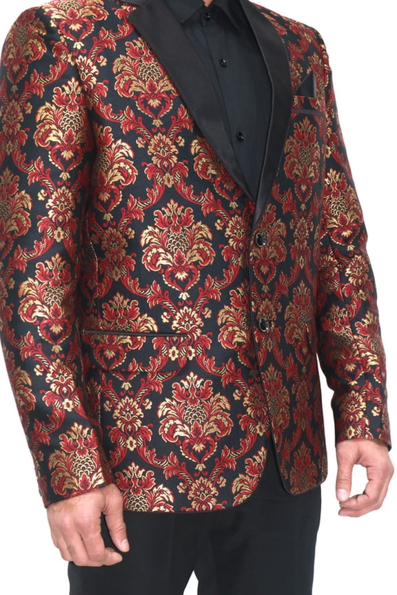 Customizable Art Silk Jacquard Tuxedo Jacket with Tuxedo Lapels and Personalized Embroidery - Perfect for Formal, Party, and Special Occasions