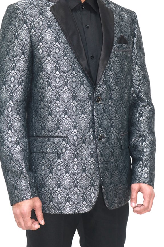 Customizable Art Silk Jacquard Tuxedo Jacket with Tuxedo Lapels and Personalized Embroidery - Perfect for Formal, Party, and Special Occasions