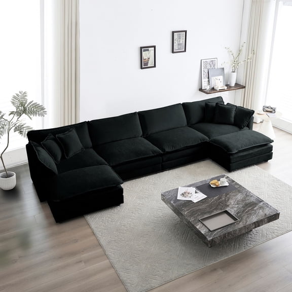 Customizable Assembly | Modular Sofa with Double Ottomans for Personal Space, Bringing Comfort