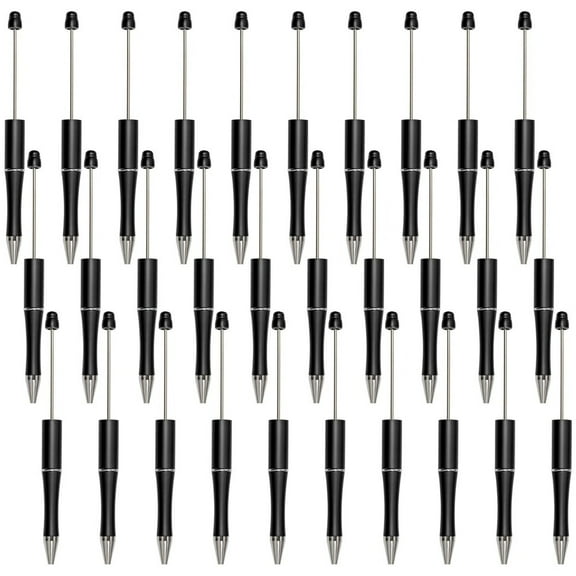 Customizable Bead Pens, 30-Pack Rotating Ballpoint Pens with Black Ink for Creative Projects