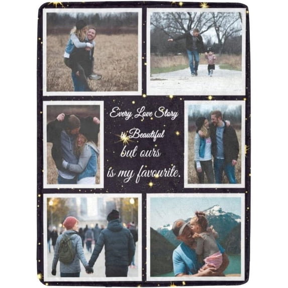 Customizable Blanket for Sister Customized Blankets with Photos Text Personalized Picture Collages Throw Blankets Gift for Men Valentines Day Decor Souvenirs Birthday