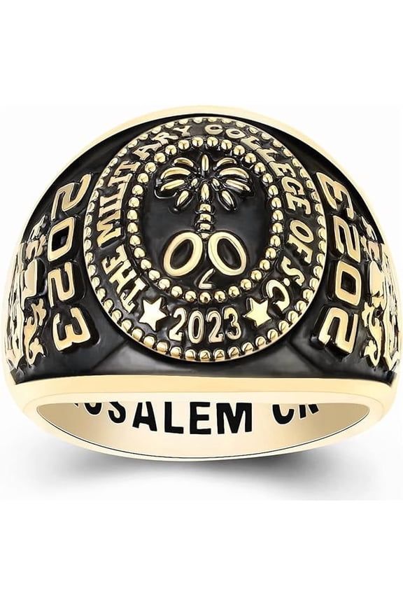Customizable Class Rings Fully Personalized Class Rings for Men Gold Plated Class Rings 925 Sterling Silver Rings Men's Class Rings Class Rings for Men High School Size 5-15 Men's School Ring