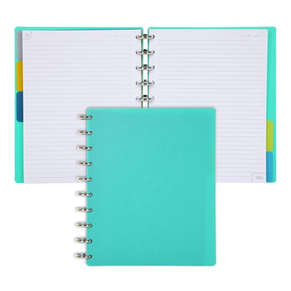 Customizable Discbound Notebook System Midsize Celestial Turquoise with Silver Discs