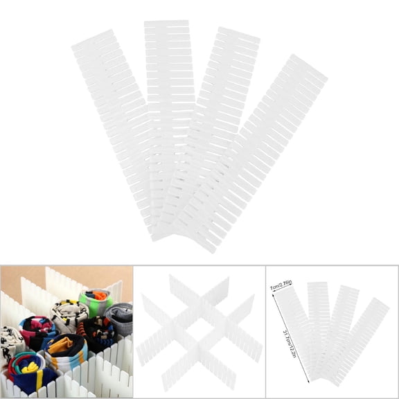 Apuakthei Customizable Drawer Dividers for Efficient Storage Adjustable White Plastic Drawer Organizers, 4-Pack