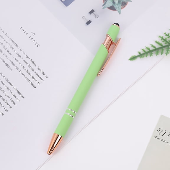 Customizable Green Metal Click Ballpoint Pen, 2-In-1 Touch Screen Capacitive Stylus, Soft Rubberized Aluminum Barrel Retractable Pen for Everyday Use Office Business Single Pack