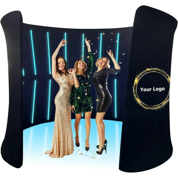 Customizable LED 360 Photo Booth Backdrop Enclosure, 360 Photo Booth Background Wall, Photobooth Backdrop,360 Photo Booth Enclosure LED for Halloween Christmas Parties Wedding Event(B:28LED-8'W x 8')