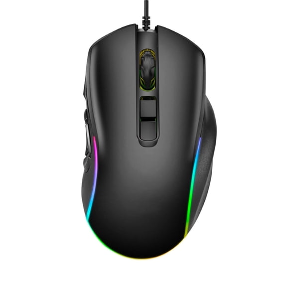 Customizable LED Gaming Mouse 10Macro Key Precise Trackings 6400DPI for Desktop Computers Fast Responses for Gamer