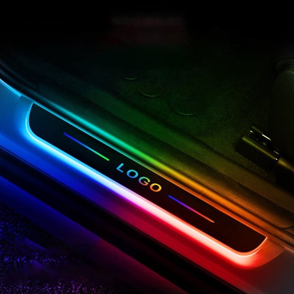 Customizable Logo Car LED Door Sill Light, Wireless Welcome Pedal Light With Customizable RGB Flowing Mode, Anti-Scratch Entry Guard For Car Interior Decoration-back door2indivual