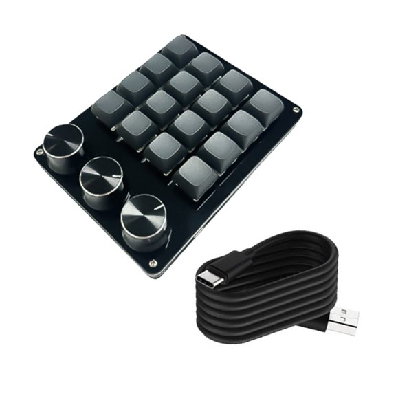 Customizable Macro Keypad with 3 Rotary Knob, 16Key Mechanical Gaming Keyboards, Programmable Keypad for Gaming, Music