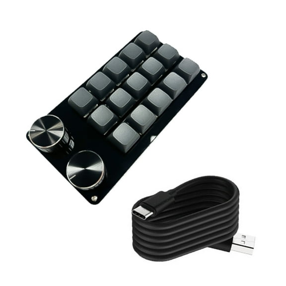 Customizable Macro Keypad with Double Knob, 9Key/10Key/12Key/15Key Mechanical Gaming Keyboards, Programmable Keypad