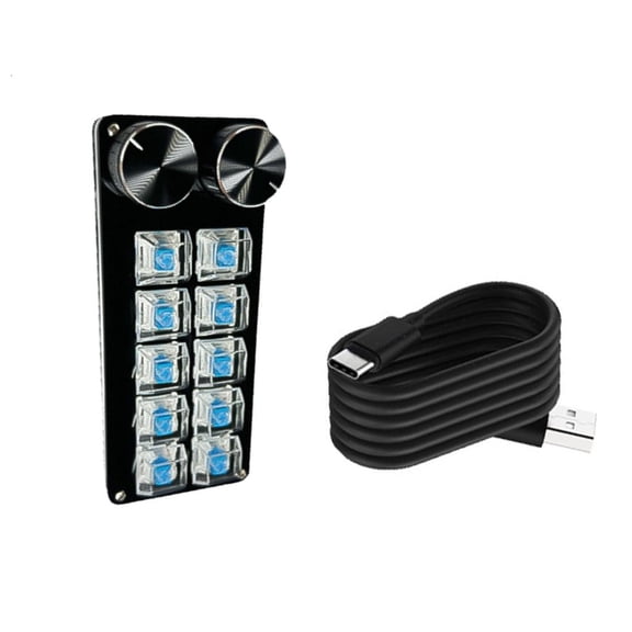 Customizable Macro Keypad with Double Knob, 9Key/10Key/12Key/15Key Mechanical Gaming Keyboards, Programmable Keypad