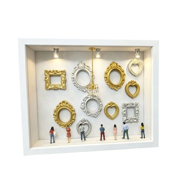 Customizable Miniature Museums Display Box With 10 Frames 8 Random Silhouettes And Hanging Crystal Light Frames Collecti