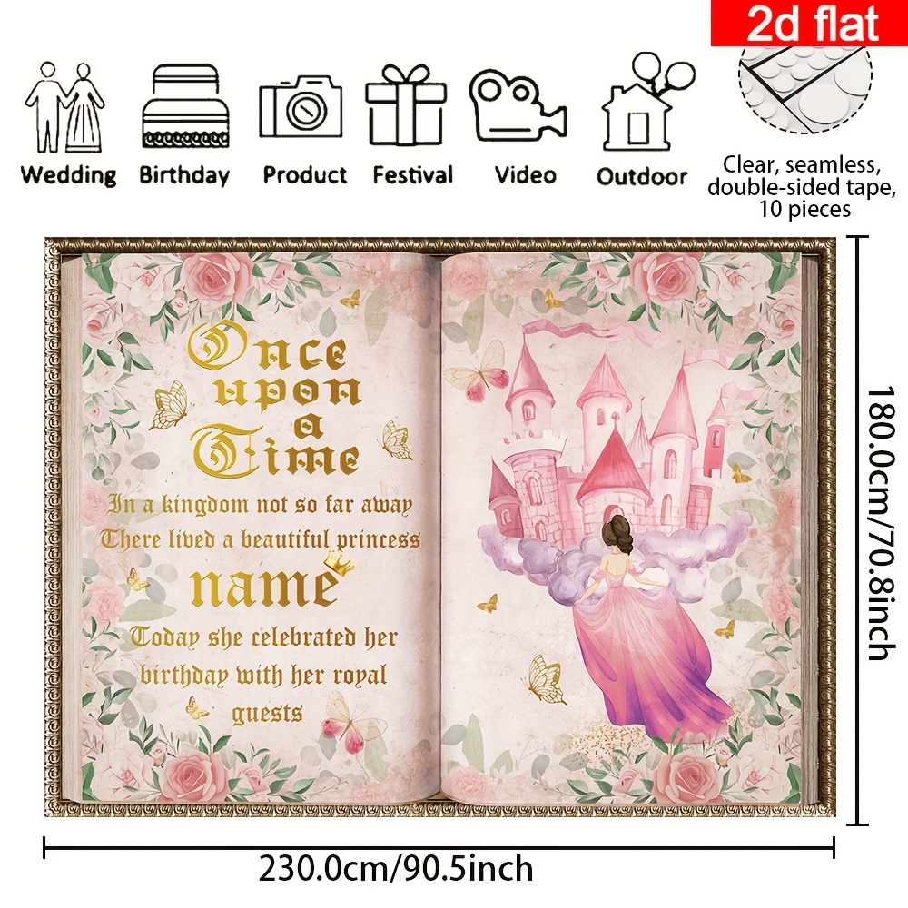 Customizable Name Fairy Tale Book Princess Birthday Party Banner ...