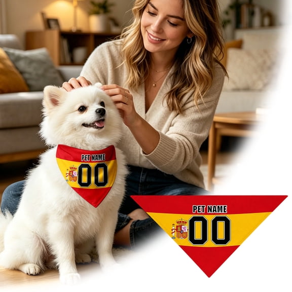 Customizable National Flag Dog Bandana, Personalized Pet Name & Number Triangle Scarf, Breathable Polyester Neckwear For Dogs Cats