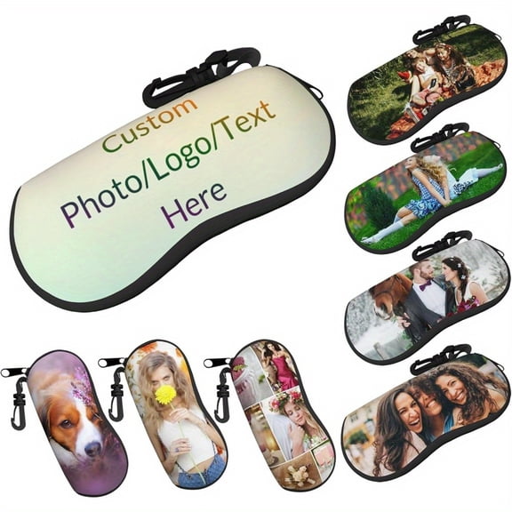 Customizable Neoprene Eyeglass Case - Logo & Text Design - Ultra Lightweight & Portable with Zipper Closure - Ideal Gift for Men & Women
