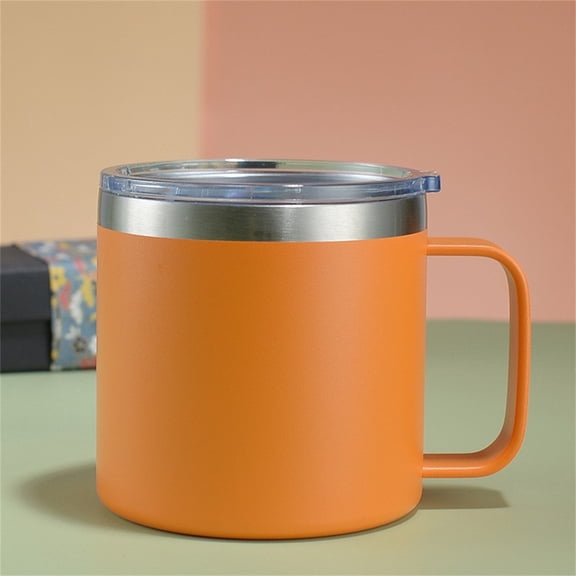 Customizable Pattern 12 Ounce Stainless Steel Cup with Handle Metal Travel Mug Personalized Drinkware for Coffee Tea Gift