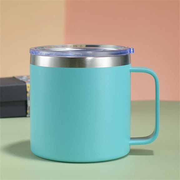 Customizable Pattern 12 Ounce Stainless Steel Cup with Handle Metal Travel Mug Personalized Drinkware for Coffee Tea Gift