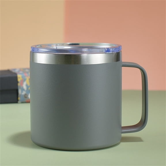 Customizable Pattern 12 Ounce Stainless Steel Cup with Handle Metal Travel Mug Personalized Drinkware for Coffee Tea Gift