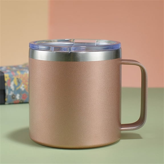 Customizable Pattern 12 Ounce Stainless Steel Cup with Handle Metal Travel Mug Personalized Drinkware for Coffee Tea Gift