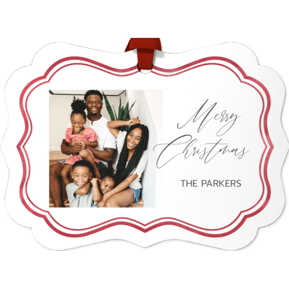 Customizable Photo Metal Ornament with Fancy Border .8 oz