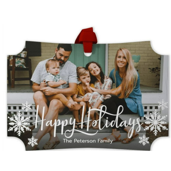 Customizable Photo Metal Ornament with Modern Corners .8oz
