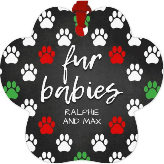Customizable Photo Ornament, Metal Paw Shape (Double Sided)