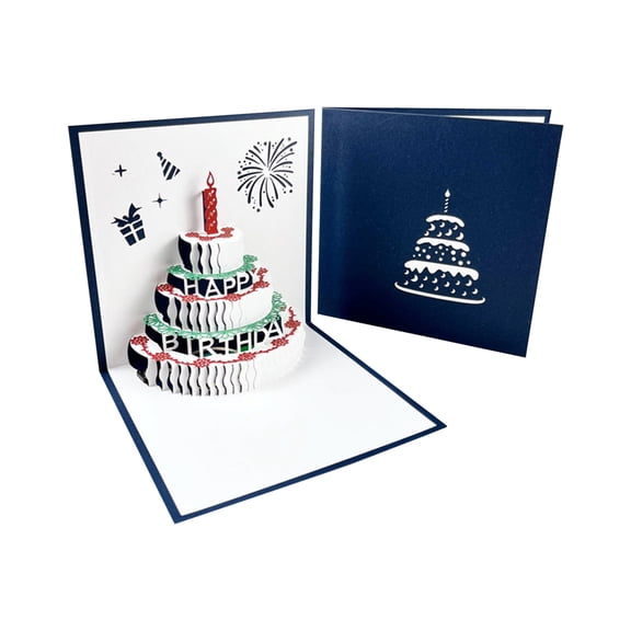 Customizable Photo Print 3D Pop Up Cake Birthday Greeting Card, Warming LED Light Birthday Cake Music Happy Birthday Card,For Mom,Wife,Sister, Boy,Girl,Friends 1 Pack