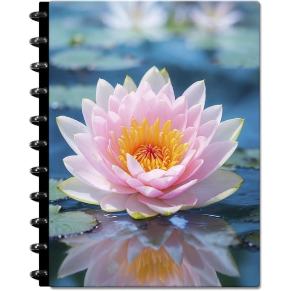 Customizable Planner - 8.5x11 Inch Hardcover - Discbound Daily Weekly Monthly Disc Planner - Undated - 1DSC - Pink Lotus