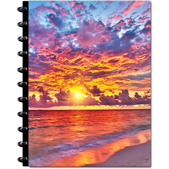 Customizable Planner - 8.5x11 Inch Hardcover - Discbound Daily Weekly Monthly Disc Planner - Undated - 1DSC - Warm Sunset