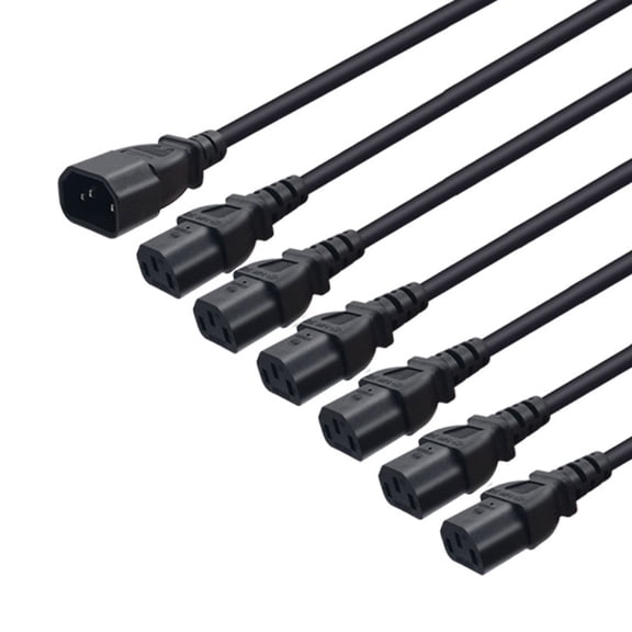 Customizable Power Cable PDU Servers C14 to 6xC13 Splitters Cord C14 to 6xC13 Power Cable Efficient and