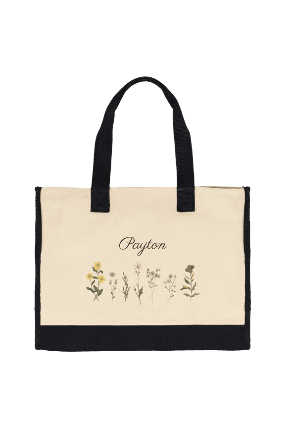 Personalized Premium Cotton Canvas Tote Bag, Natural, 17 x 14 x 6