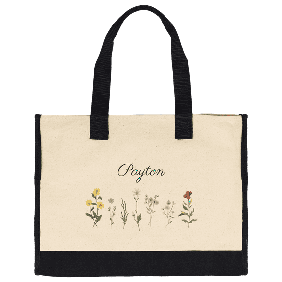 Personalized Premium Cotton Canvas Tote Bag, Natural, 17 x 14 x 6