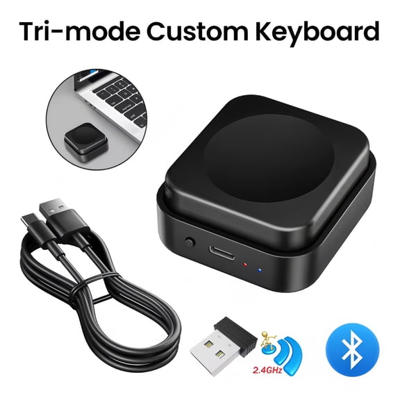 Customizable RGB Single Key Macro Pad, 2.4G Wireless Wired Bluetooth Mechanical Keypad with Programmable Copy Paste, Ergonomic Large Switch Key for Gaming Desktop