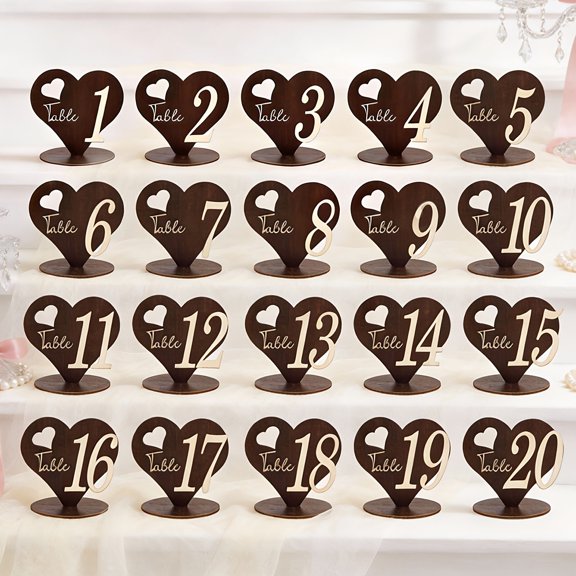 Customizable Rustic Wooden Table Signs Set - 3D Solid Design for Weddings, Parties, and Graduations