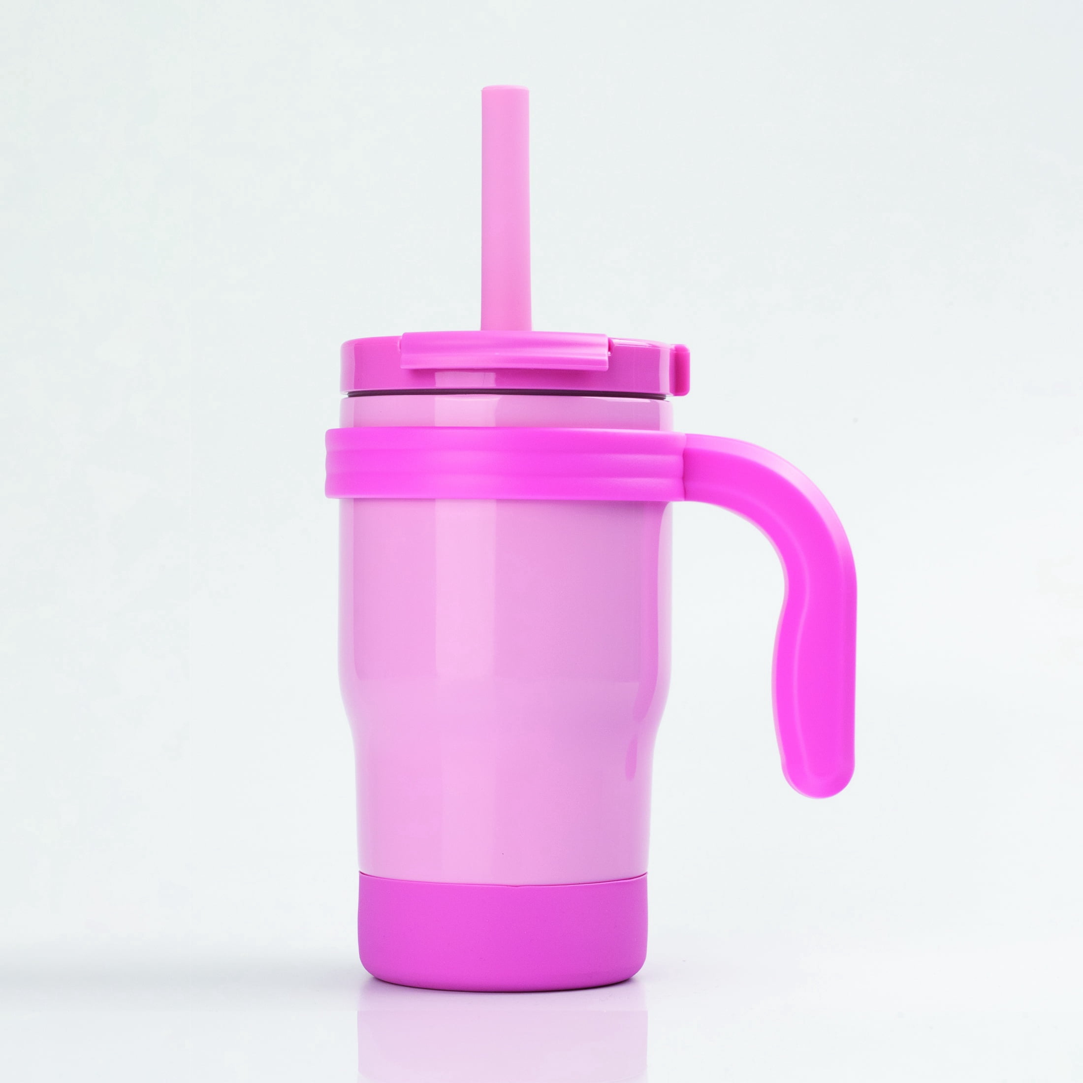 Customizable SS Travel Cup w/Straw and Handle for kids (Pink)