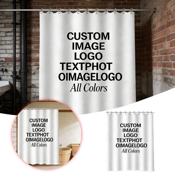 Customizable Shower Curtain with Hooks Bear Design Bathroom Liner, Clear Shower Curtain Striped Extra Long for Home Bathroom Decor