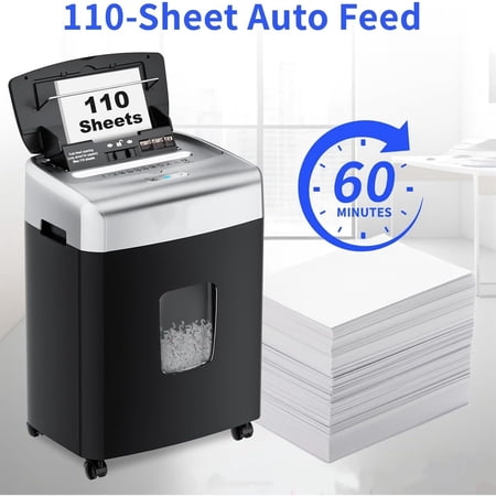 Customizable Shredder | Up to 110-Sheet Auto Feed, 60-Min Continuous Run Time, 6-Gallon Bin | Optional Handle & Wheels | Shreds Paper, Mail, CDs, Staples, Clips | Multiple Colors Available