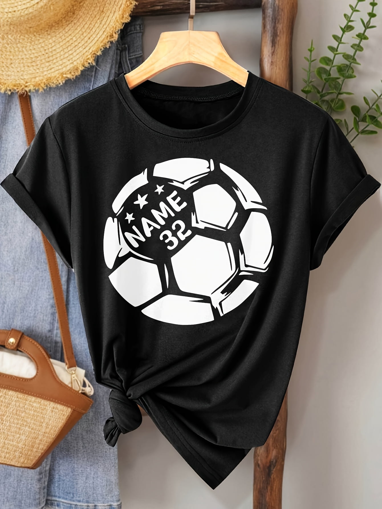 Customizable Soccer Ball Graphic T-Shirt Personalized Name and Number ...