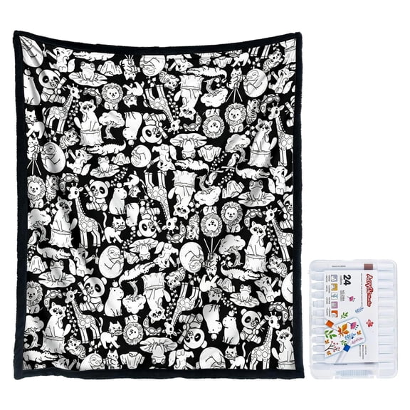 Customizable Soft Art Set, Color Blanket with Markers, For, Classroom Craft Stations, and Holiday Family Bonding, to Decorate A Cozy Reusable Throw, Experiment with Bold Color