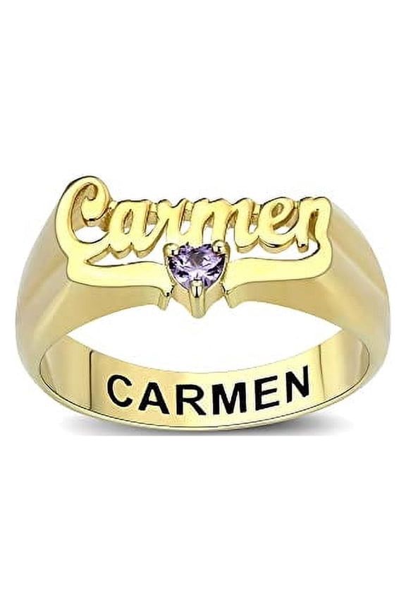 Customizable Sterling Silver Name Ring Custom Birthstone Engraved name ring - Personalized Gift for Her-Ccjcinata (Gold Plated)