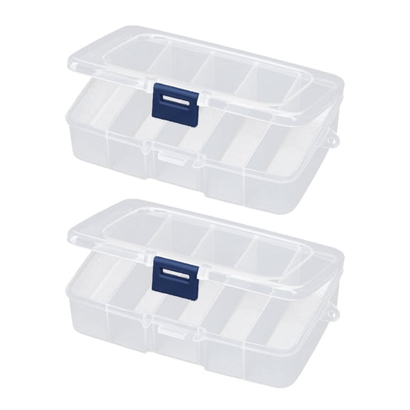 Customizable Storage Organizer, Plastic Organizer Box with Clear Plastic Jewelry Dividers, Ideal for Portable Bead Box and Mini Tackle Boxes, 5 Independent Rectangular Grids,