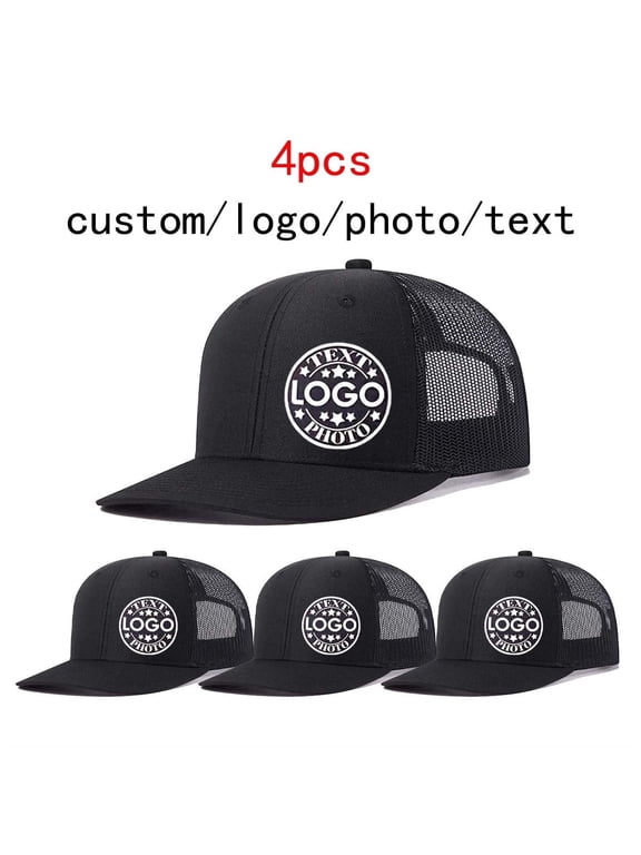 Customizable TEXT LOGO PHOTO Letter Embroidered Color Block Trucker Hat Unisex Adjustable Cotton Breathable Fashion Cap for Travel Daily Wear