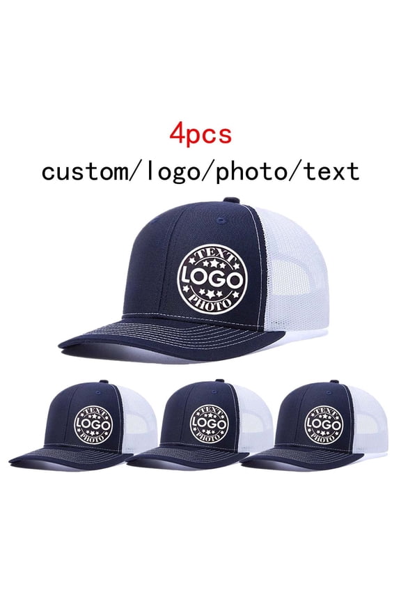 Customizable TEXT LOGO PHOTO Letter Embroidered Color Block Trucker Hat Unisex Adjustable Cotton Breathable Fashion Cap for Travel Daily Wear