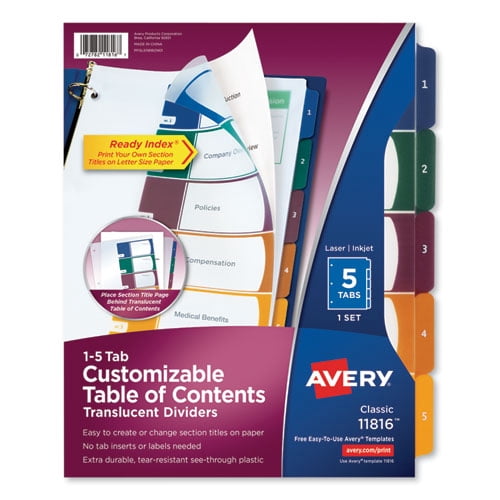 Table Contents Sticker Customizable Table Of Contents Ready Index Dividers With Multicolor ...