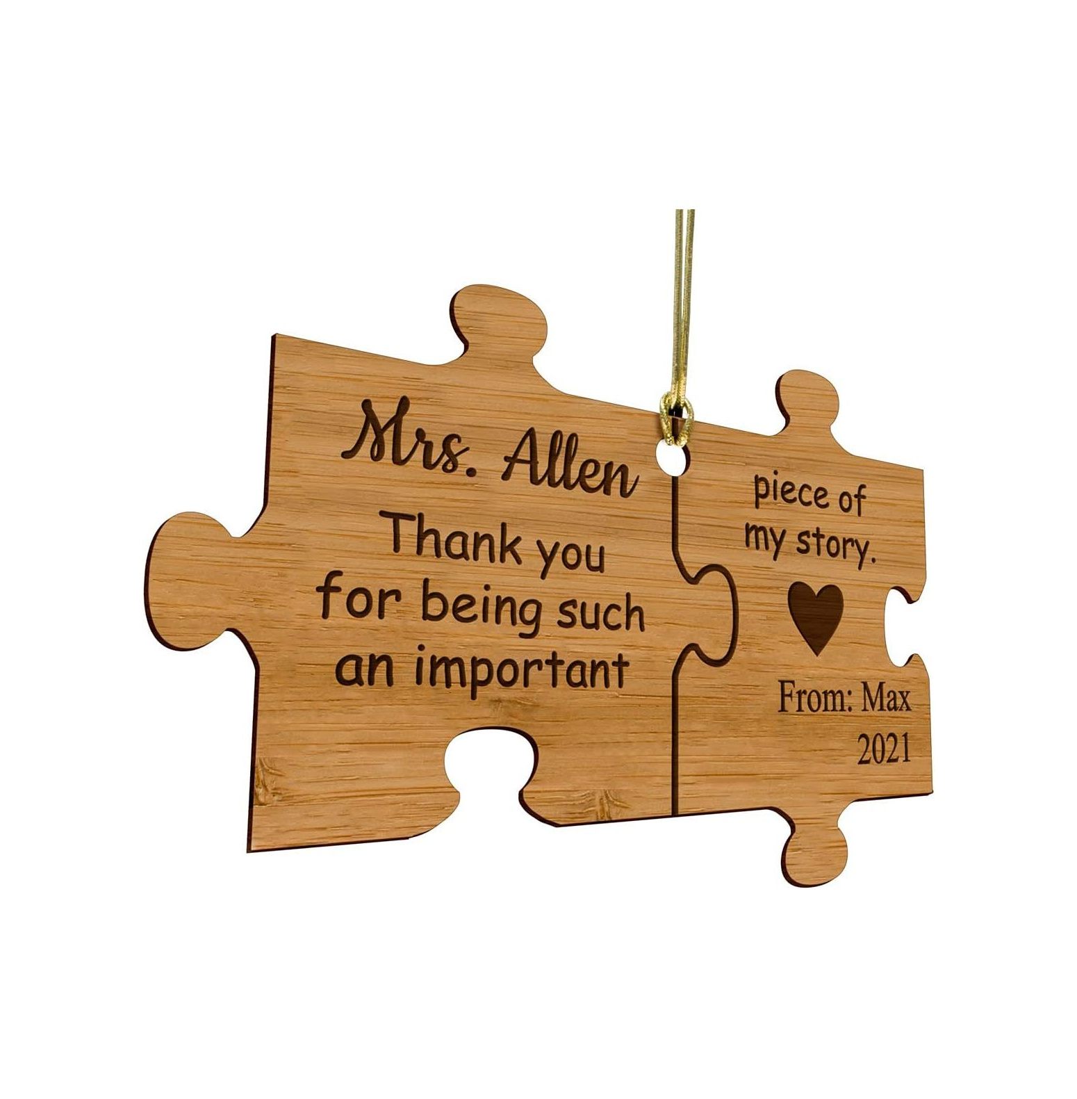 Customizable Thank You for Being a Piece of My Story Rustic Bamboo Wood ...
