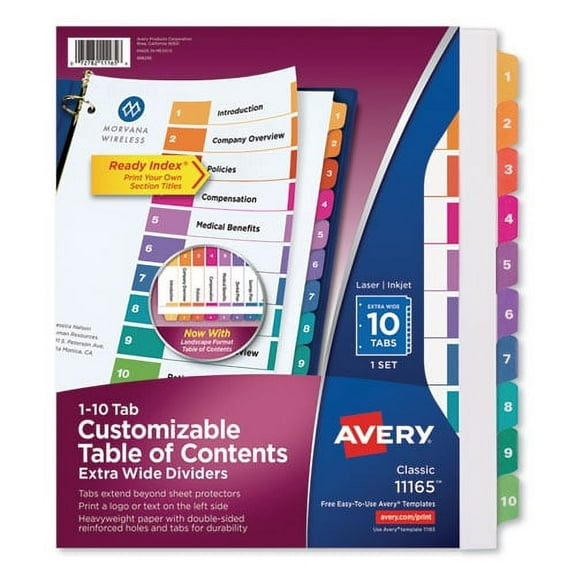 Customizable Toc Ready Index Multicolor Dividers, 10-Tab, Letter | Bundle of 2 Sets