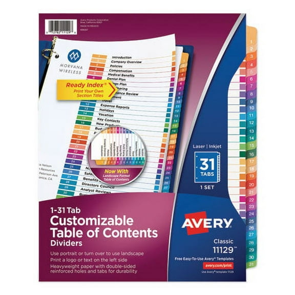 "Customizable Toc Ready Index Multicolor Dividers, 31-Tab, Letter | Bundle of 2 Sets"